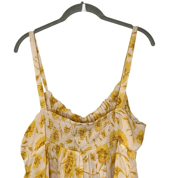 Volcom Stone Of Biscay Cami‎ Smocked Gauzy Floral Yellow Tank Viscose XXL 14 - Picture 4 of 6